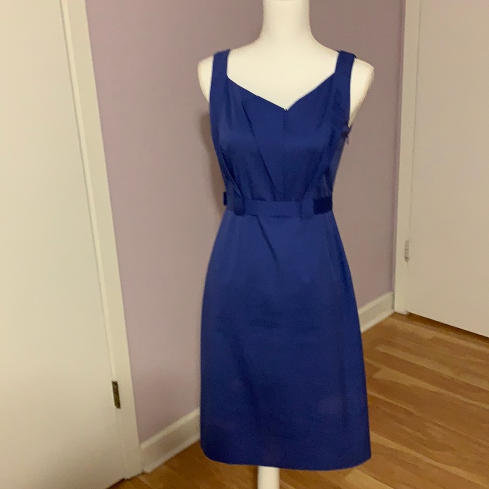 Elie Tahari Blue Belted Dress